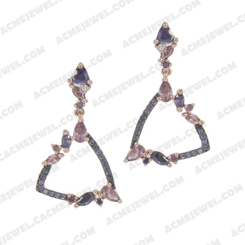 Earrings 925 sterling silver  2-tone Rose gold and black rhodium