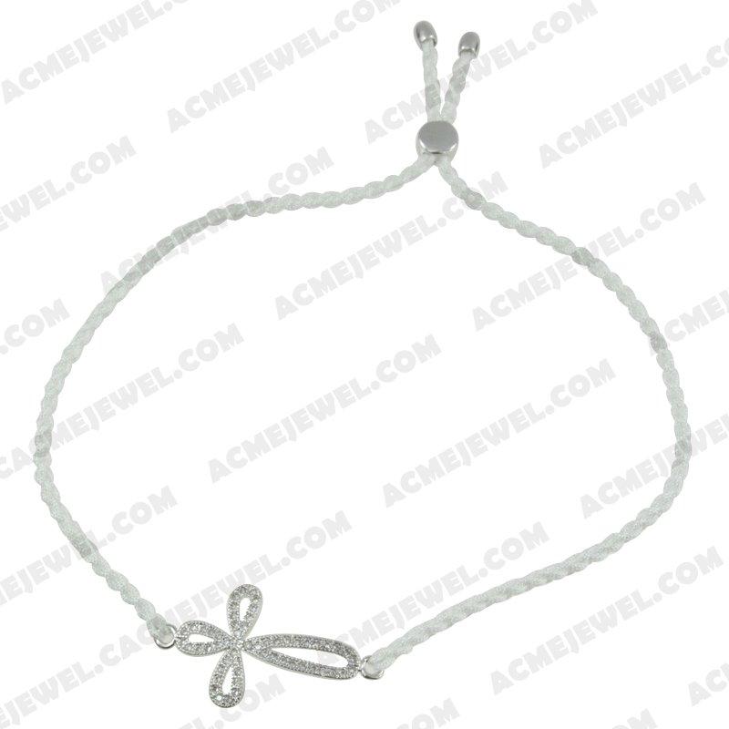 Bracelets & Bangles White cord with 925 sterling silver  Rhodium 