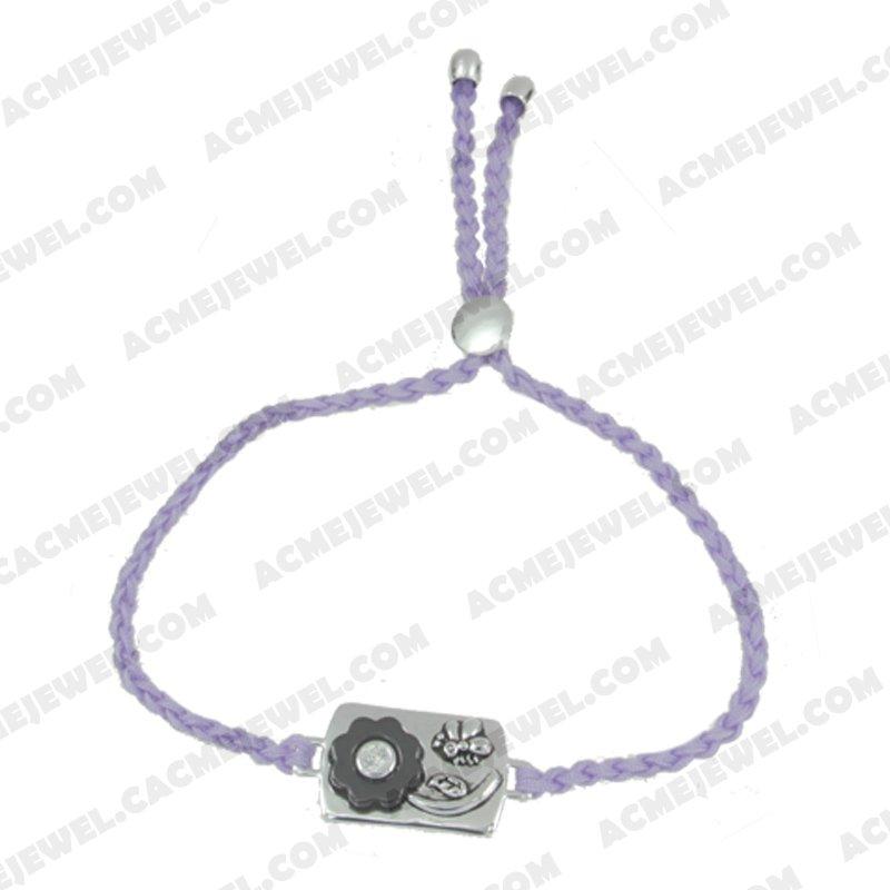 Bracelets & Bangles Cord with 925 sterling silver 2-tone Rhodium and black smear