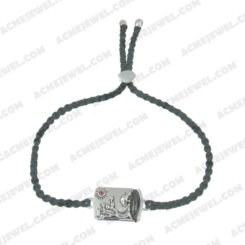 Bracelets & Bangles Cord with 925 sterling silver 2-tone Gold and rhodium