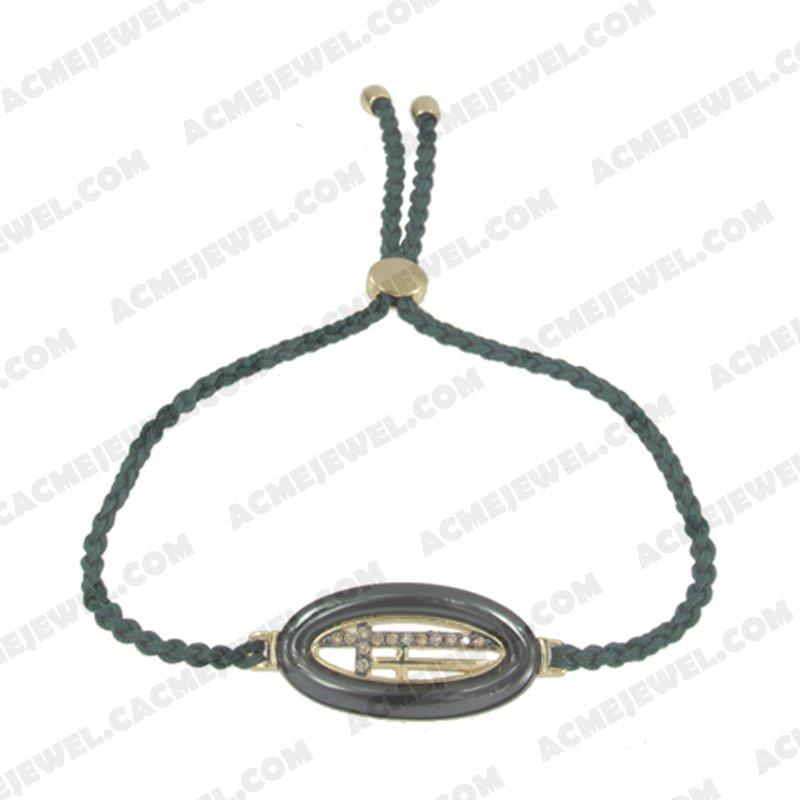 Bracelets & Bangles Cord with 925 sterling silver 2-tone Gold and black rhodium