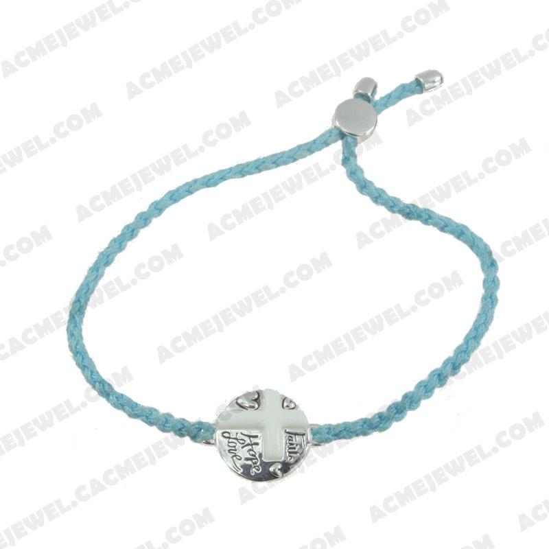 Bracelets & Bangles Cord with 925 sterling silver 2-tone Rhodium and black smear