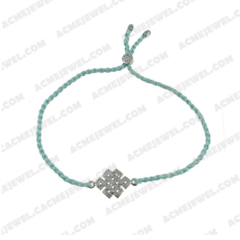 Bracelets & Bangles Cord with 925 sterling silver  Rhodium 