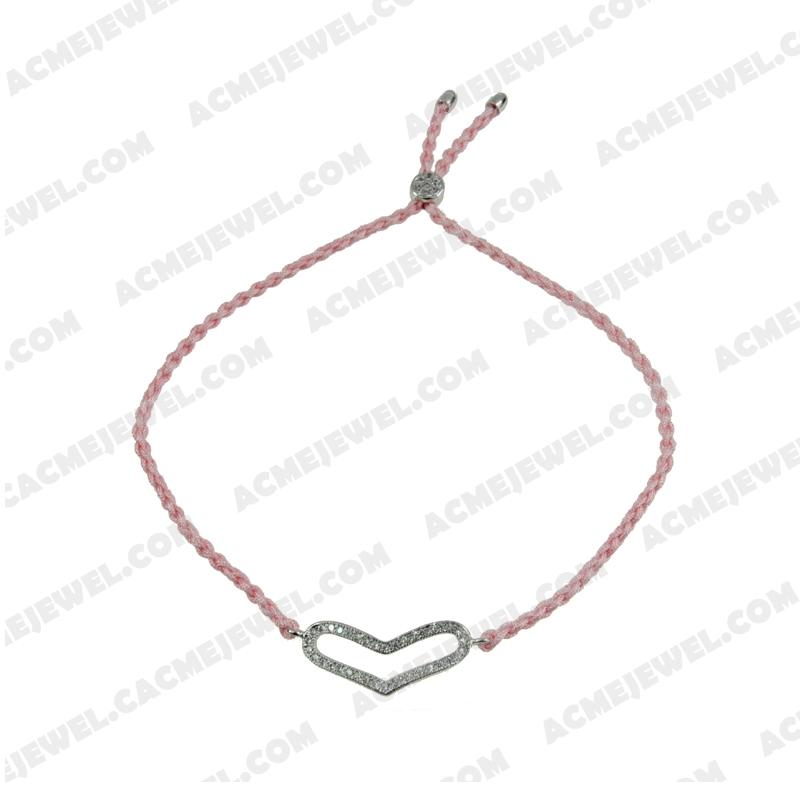 Bracelets & Bangles Cord with 925 sterling silver  Rhodium 