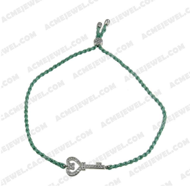 Bracelets & Bangles Cord with 925 sterling silver  Rhodium 