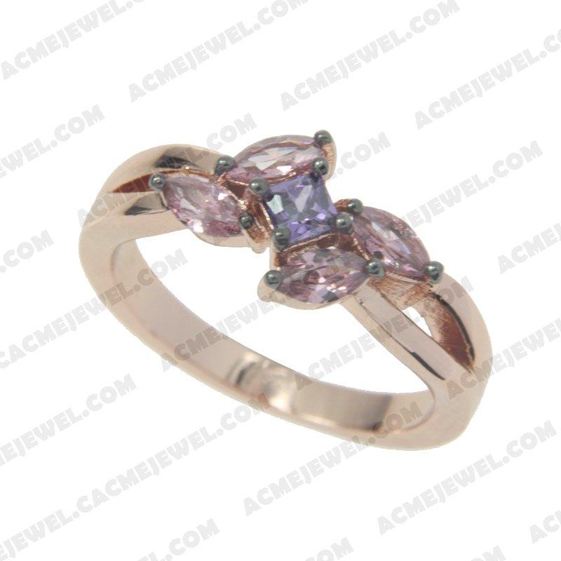 Rings 925 sterling silver  2-tone Rose gold and black rhodium