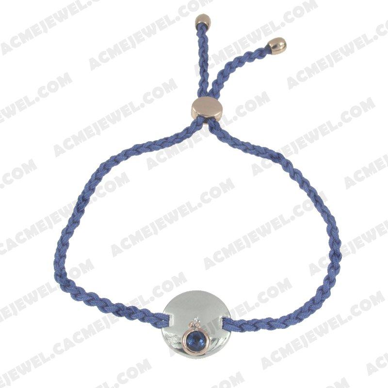 Bracelets & Bangles Cord with 925 sterling silver 2-tone Rose gold and rhodium