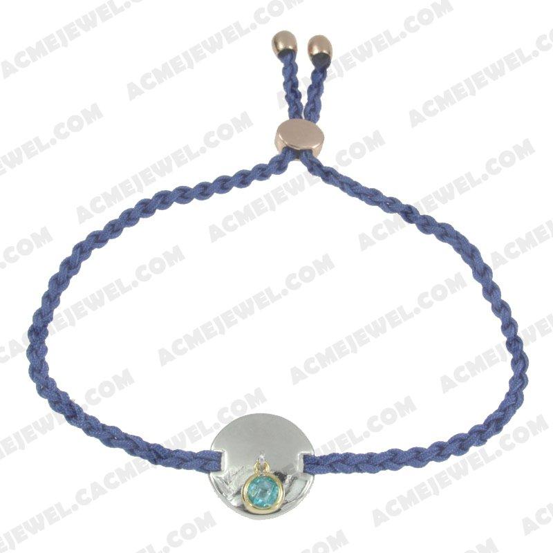 Bracelets & Bangles Cord with 925 sterling silver 3-tone Gold + rose gold + rhodium